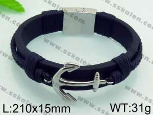 Stainless Steel Leather Bracelet - KB81446-BD