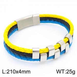 Stainless Steel Leather Bracelet - KB83969-K