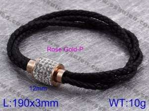 Stainless Steel Leather Bracelet - KB83972-K