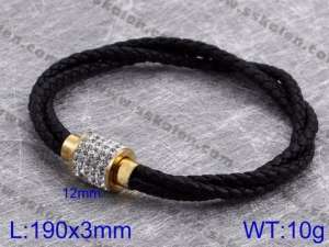 Stainless Steel Leather Bracelet - KB83974-K