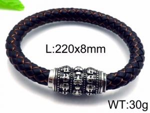Stainless Steel Leather Bracelet - KB85129-BD