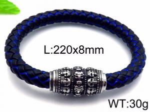 Stainless Steel Leather Bracelet - KB85130-BD