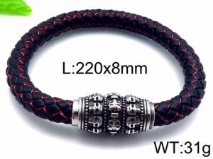 Stainless Steel Leather Bracelet - KB85131-BD