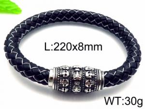 Stainless Steel Leather Bracelet - KB85132-BD