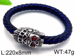 Stainless Steel Leather Bracelet - KB85134-BD
