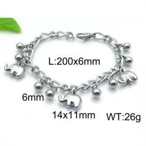 Elephant and round steel ball 1+1 fried dough twist chain lobster clasp bracelet - KB87079-Z