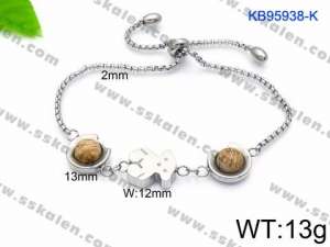 Stainless Steel Stone Bracelet - KB95938-K