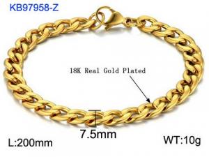 Stainless Steel Gold-plating Bracelet - KB97958-Z