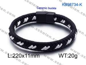 Stainless Steel Leather Bracelet - KB98734-K