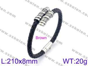 Stainless Steel Leather Bracelet - KB99501-K
