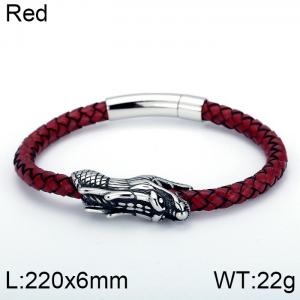Stainless Steel Leather Bracelet - KB99504-K