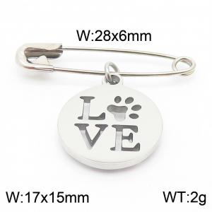Stainless steel  28x6mm silver safety pin with special love circle charm pendant - KCH1235-Z