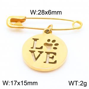 Stainless steel  28x6mm gold safety pin with special love circle charm pendant - KCH1236-Z