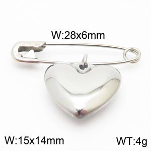 Stainless steel  28x6mm gold safety pin with hollow heart charm pendant - KCH1270-Z