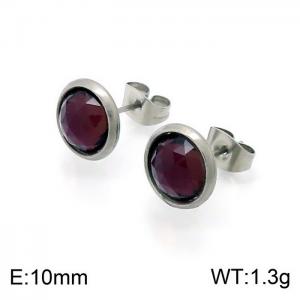 Fashion trend women's glass crystal round earrings - KE100427-Z