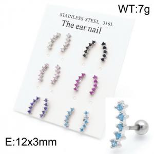 Stainless Steel Stone&Crystal Earring - KE100574-TLS