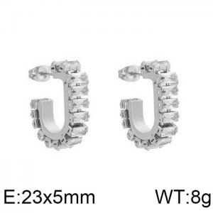 Stainless Steel Stone&Crystal Earring - KE100590-WGML