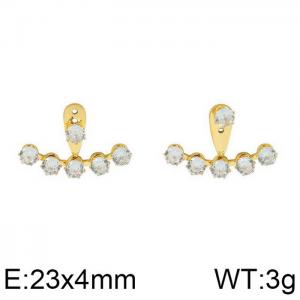 Stainless Steel Stone&Crystal Earring - KE100595-WGML