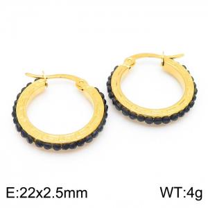 Stainless Steel Stone&Crystal Earring - KE101941-TLA