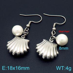 SS Shell Pearl Earrings - KE102726-Z