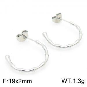 French titanium steel half ring ladies simple stud earrings - KE104522-Z