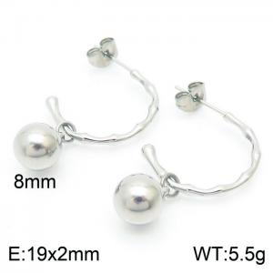 Titanium steel half ring ladies small steel ball stud earrings - KE104523-Z