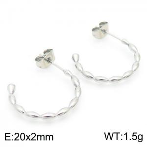 French titanium steel half ring ladies simple stud earrings - KE104528-Z