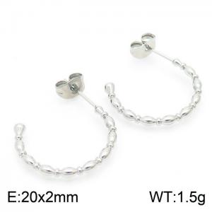 French titanium steel half ring ladies simple stud earrings - KE104531-Z