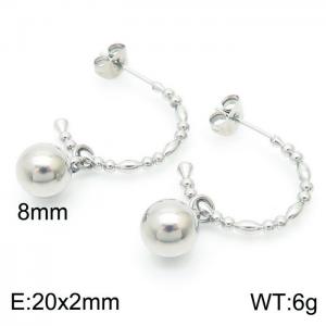 Titanium steel half ring ladies small steel ball stud earrings - KE104532-Z