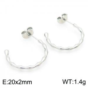 French titanium steel half ring ladies simple stud earrings - KE104534-Z