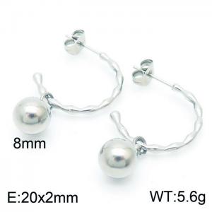 Titanium steel half ring ladies small steel ball stud earrings - KE104535-Z