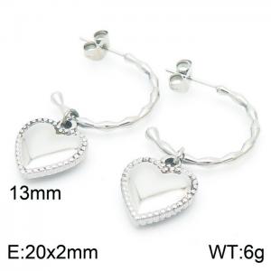 French titanium steel half ring ladies heart stud earrings - KE104536-Z