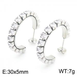 Stainless Steel Stone&Crystal Earring - KE104548-KFC