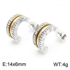 Stainless Steel Stone&Crystal Earring - KE104553-K
