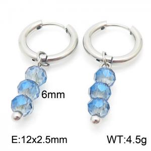 Titanium steel simple circle fringe crystal beads removable new female ear ring - KE105602-Z