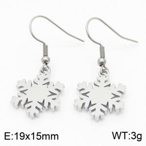 Women Silver Color Stainless Steel Cartoon Snowflake Earrings - KE105829-Z