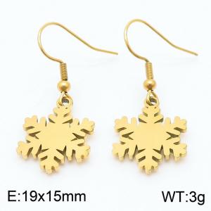 Women Gold-Plated Stainless Steel Cartoon Snowflake Earrings - KE105830-Z