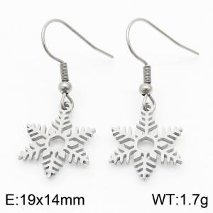 Women Silver Color Stainless Steel Delicate Snowflake Earrings - KE105833-Z