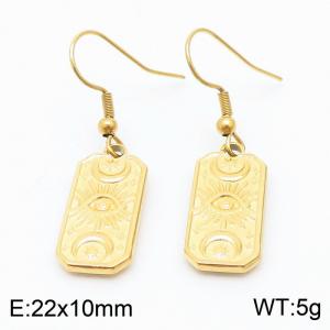 Women Gold-Plated Stainless Steel Square Charm with Moon&Stars&Eye of Sun Patterns - KE105836-Z