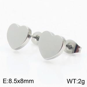 Stainless steel solid heart classic simple silver earring - KE106234-K