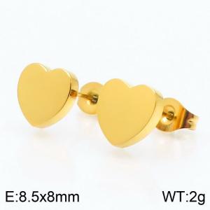 Stainless steel solid heart classic simple gold earring - KE106236-K