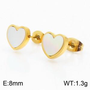 Stainless steel shell heart classic simple gold earring - KE106237-K