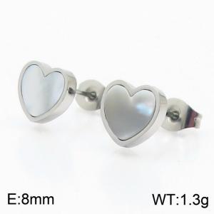 Stainless steel shell heart classic simple silver earring - KE106238-K