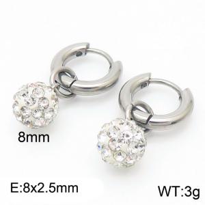 White Zircon Silver Color Earrings For Women Stainless Steel - KE108004-Z