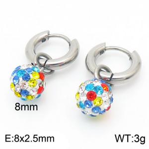 Colorful Shell Pearl Silver Color Earrings For Women Stainless Steel - KE108010-Z