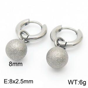 Silver Ball Silver Color Earrings For Women Stainless Steel - KE108012-Z