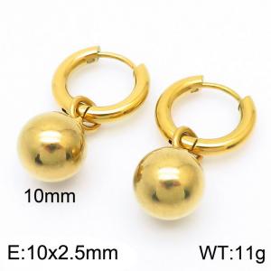 10mm Gold Shell Pearl Gold Color Earrings For Women Stainless Steel - KE108033-Z