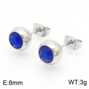 Blue Crystal fashion stailess steel earrings - KE108996-KFC