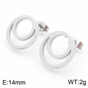 Simple and generous stainless steel earrings - KE109006-KFC