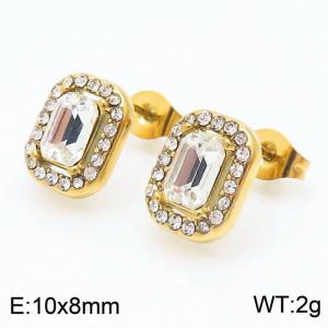 Geometric Cubic Zircon Stud Earring Women Stainless Steel Gold Color - KE109054-KFC